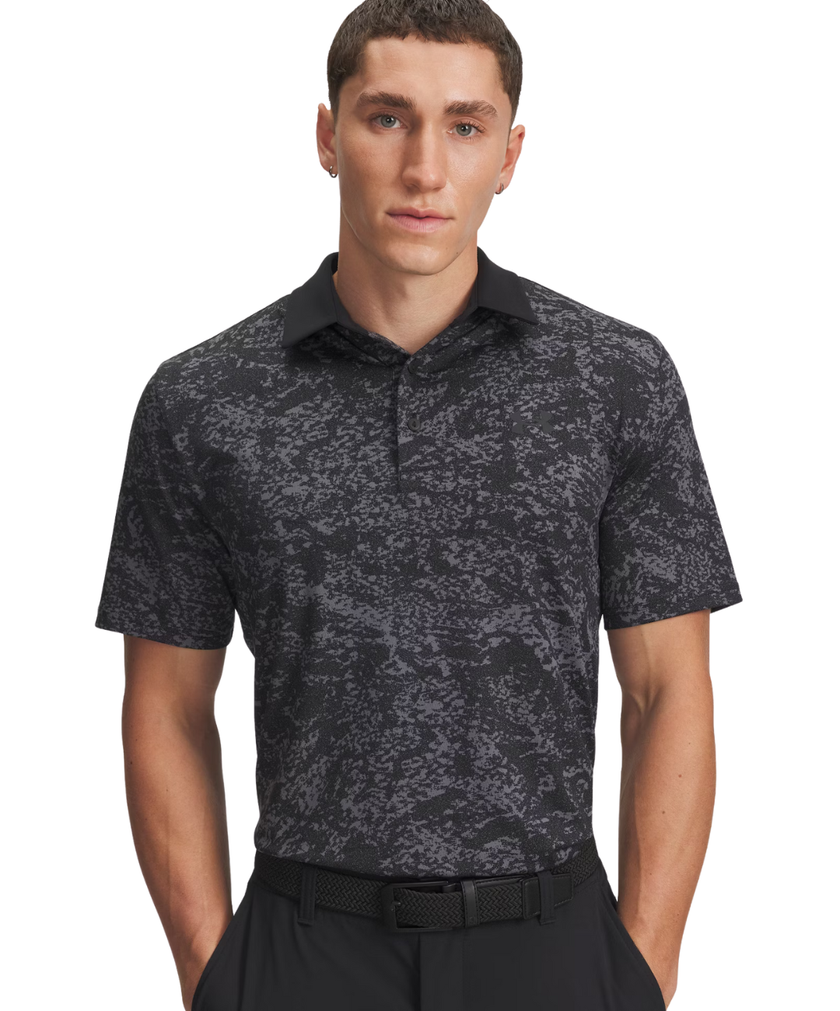 Under Armour Men's Playoff 3.0 Print Polo - Black/Castlerock/Black