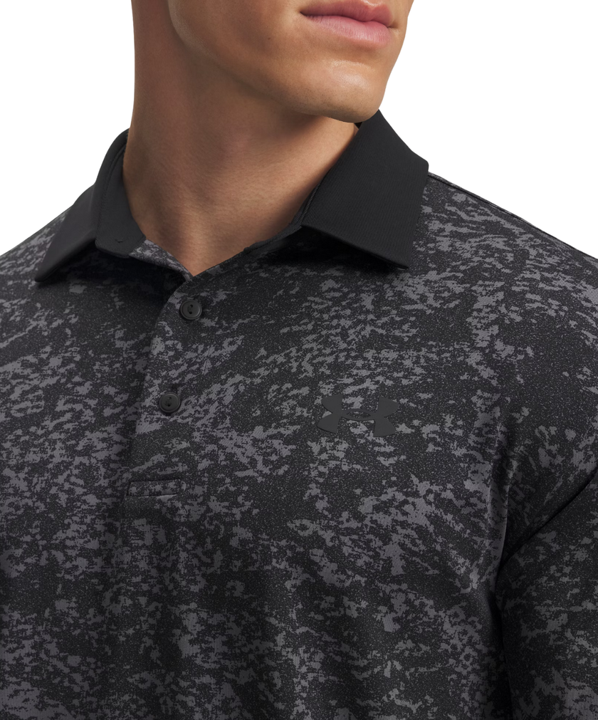 Under Armour Men's Playoff 3.0 Print Polo - Black/Castlerock/Black