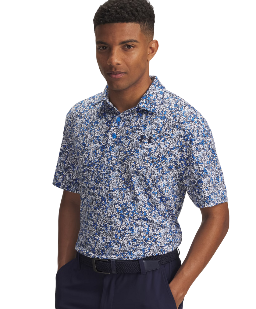 Under Armour Men's Playoff 3.0 Print Polo - Blue Atlantis/White/Midnight Navy