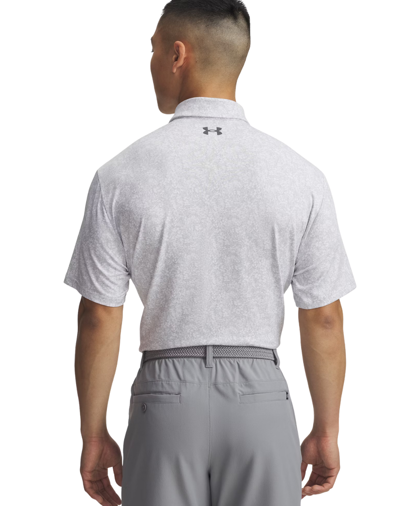 Under Armour Men's Playoff Print Polo - White/Halo Grey/Castlerock