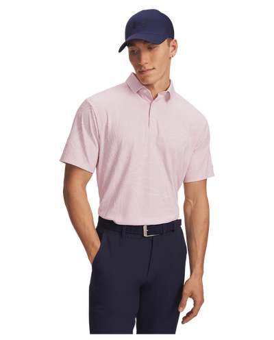 Under Armour Men's ArmourDry Jacquard Polo - Prime Pink/Pink Dusk/Midnight Navy