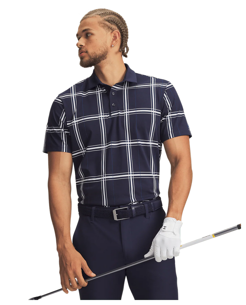 Under Armour Men's ArmourDry Printed Polo - Midnight Navy/White/Varsity Blue