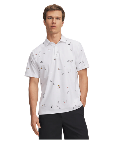 Under Armour Men's ArmourDry Printed Polo - White/Rack Green/Black