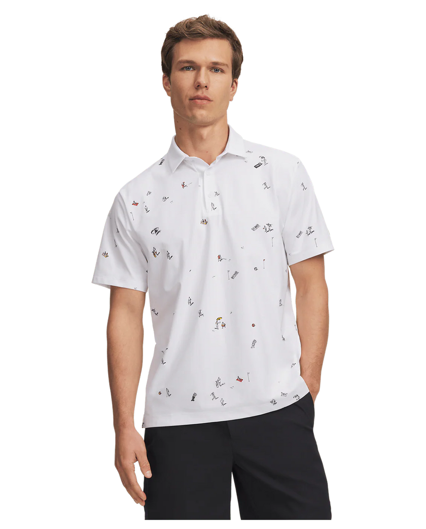 Under Armour Men's ArmourDry Printed Polo - White/Rack Green/Black