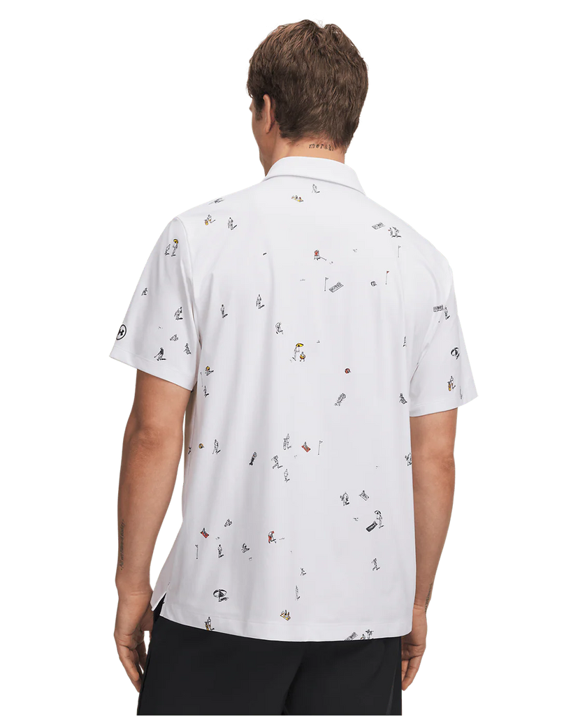 Under Armour Men's ArmourDry Printed Polo - White/Rack Green/Black