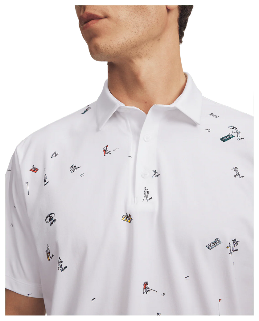 Under Armour Men's ArmourDry Printed Polo - White/Rack Green/Black