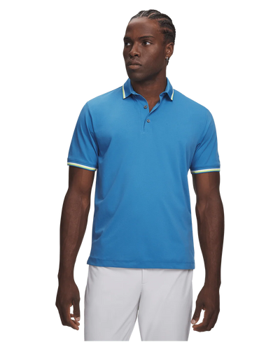 Under Armour Men's ArmourDry Rib Polo - Aegean Blue/Green Citrine/White