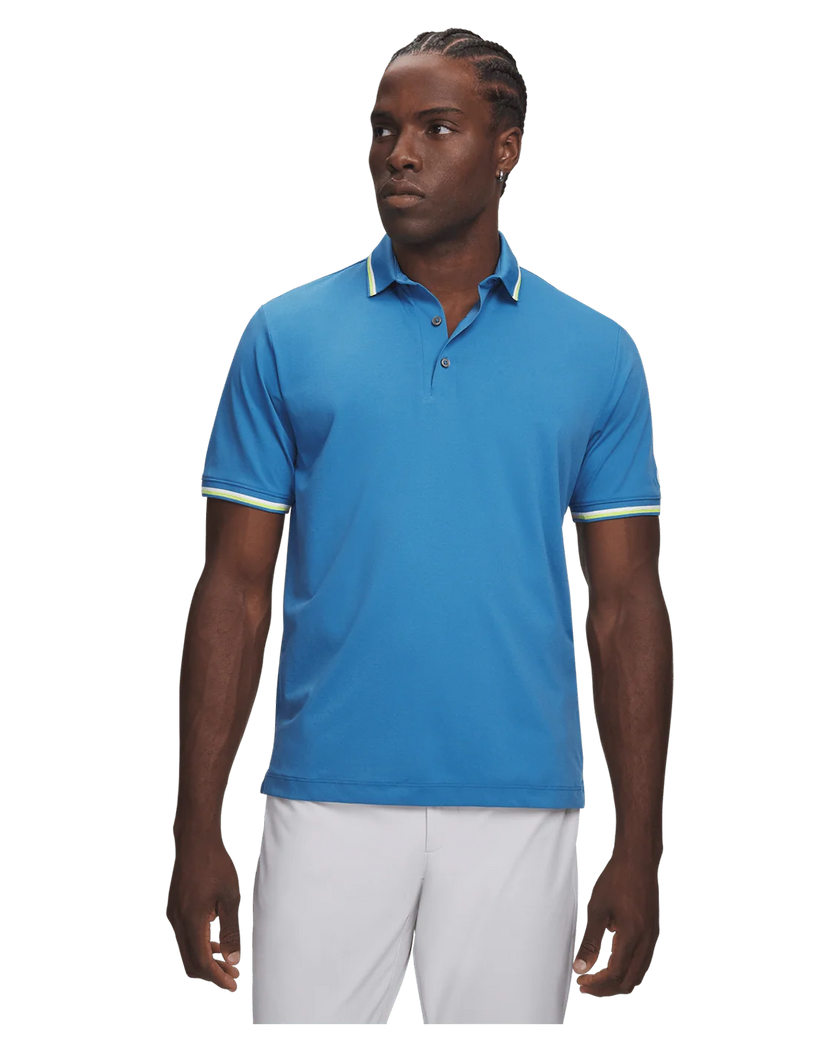 Under Armour Men's ArmourDry Rib Polo - Aegean Blue/Green Citrine/White