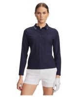 Under Armour Women's Drive Chill Long Sleeve Polo - Midnight Navy/White/Midnight Navy