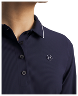 Under Armour Women's Drive Chill Long Sleeve Polo - Midnight Navy/White/Midnight Navy