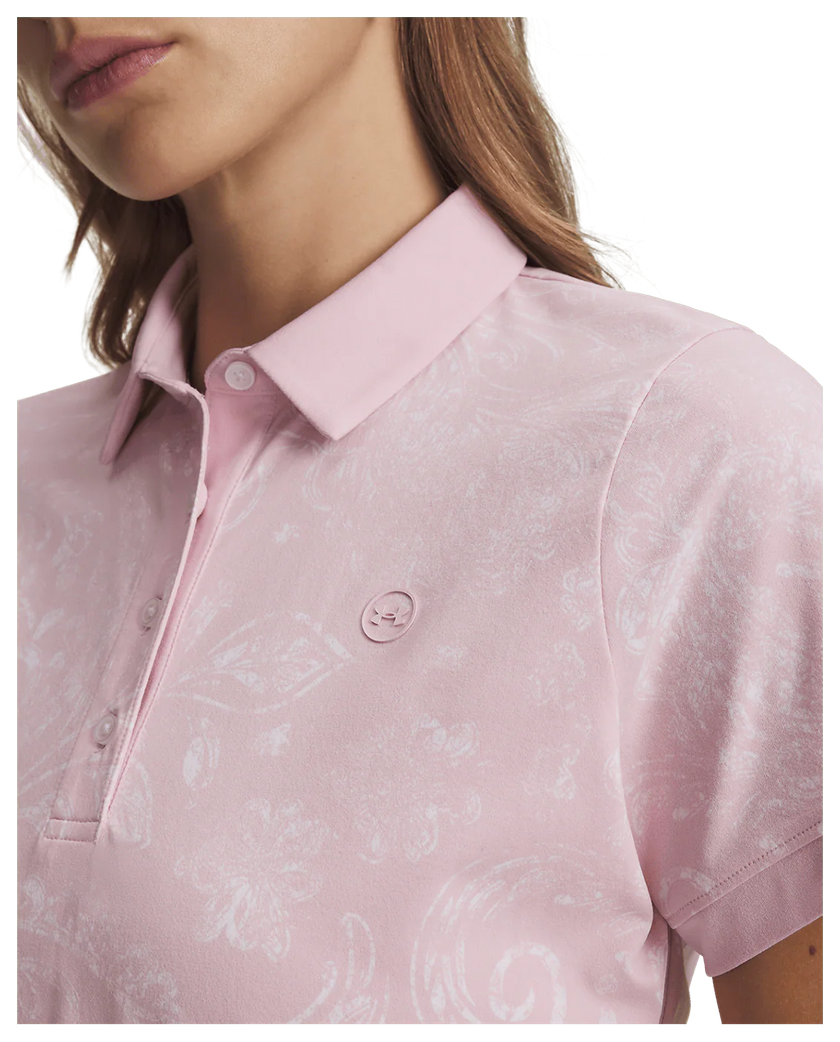 Under Armour Women's Drive Printed Polo - Prime Pink/White/Prime Pink