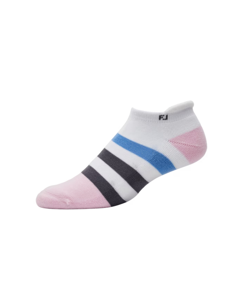 2024 FootJoy ProDry Fashion Roll Tab Women's Socks - White / Pink / Grey