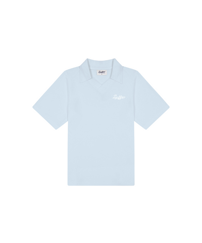 Huffer Women's Birdie Short Sleeve Polo - Ice Blue/Chalk