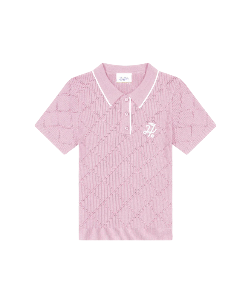 Huffer Golf Women's Diamond Knit Polo - Petal