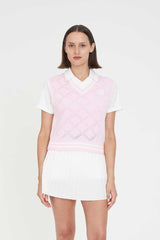 Huffer Golf Women's Diamond Crop Vest - Petal