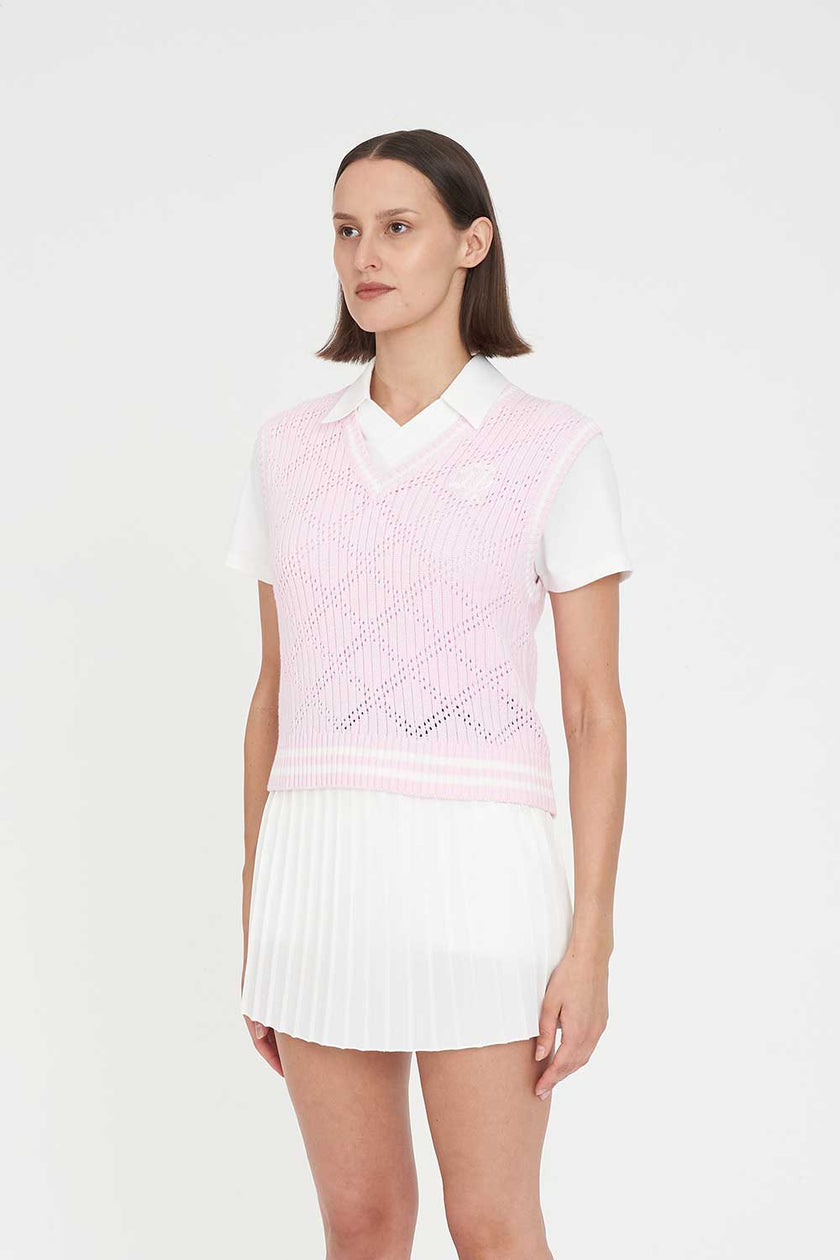 Huffer Golf Women's Diamond Crop Vest - Petal