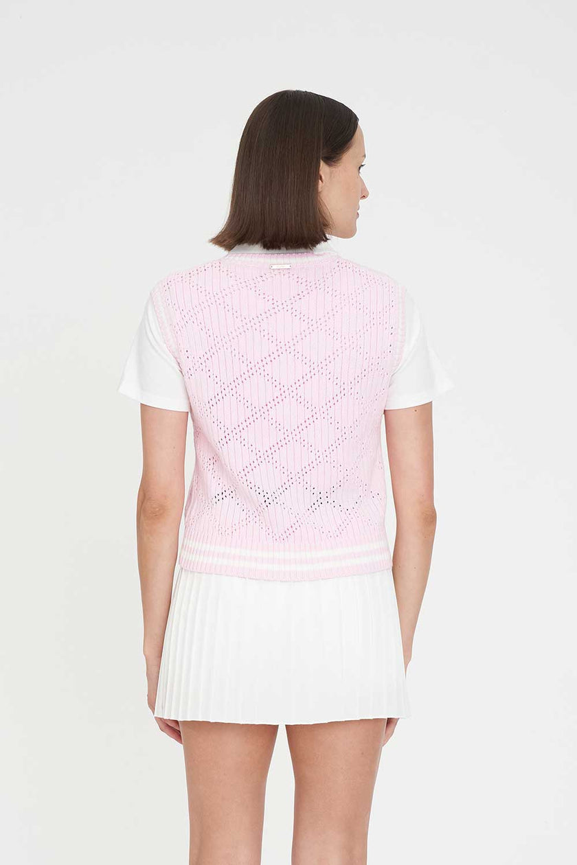 Huffer Golf Women's Diamond Crop Vest - Petal