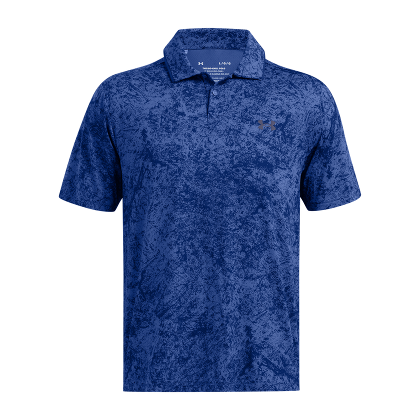 2024 Under Armour Men's Iso-Chill Geo Scatter Polo - Tech Blue/Midnight Navy