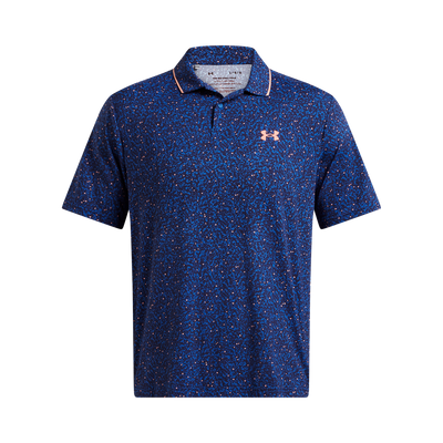 2024 Under Armour Men's Iso-Chill Geo Scatter Polo - Tech Blue/Flare Orange