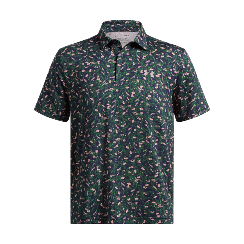 2025 Under Armour Playoff 3.0 Printed Polo - Midnight Navy/Forest Green/Tetra Grey