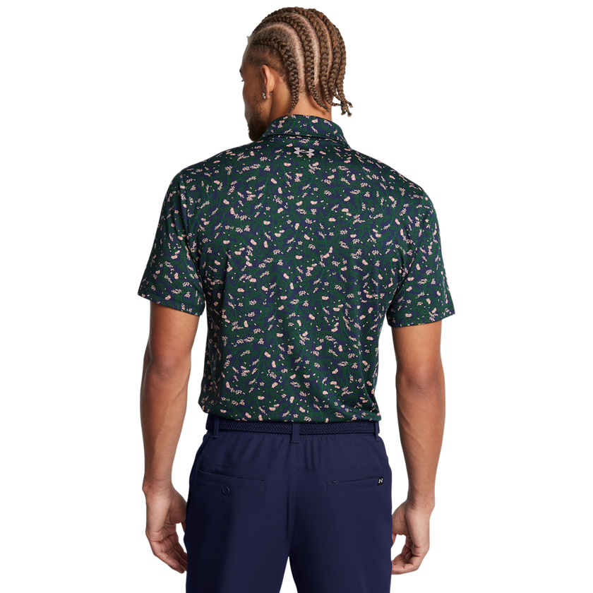 2025 Under Armour Playoff 3.0 Printed Polo - Midnight Navy/Forest Green/Tetra Grey