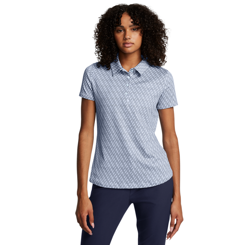 2024 Under Armour Women's Playoff 3.0 Print Polo - Nimbus Blue/Midnight Navy