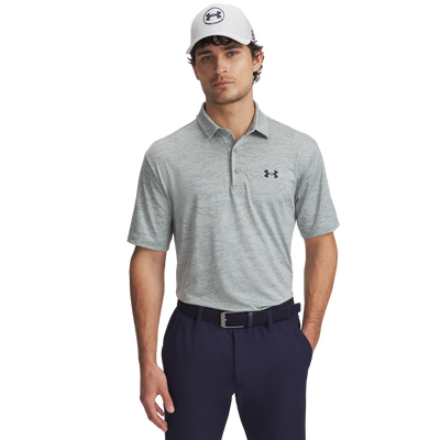 2025 Under Armour Men's Drive Jacquard Polo - Silica Green/Hydro Green/Black